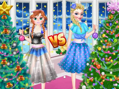 Ellie VS Annieクリスマスツリー飾り付けゲーム - 無料で遊べる冬のクリスマスパーティー